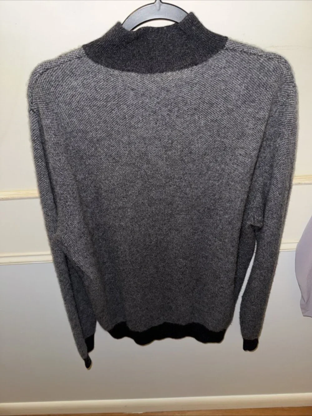 Saks Fifth Ave 100% PURE CASHMERE Dark Gray  HALF-ZIP MOCK - XL Sweater Soft A+